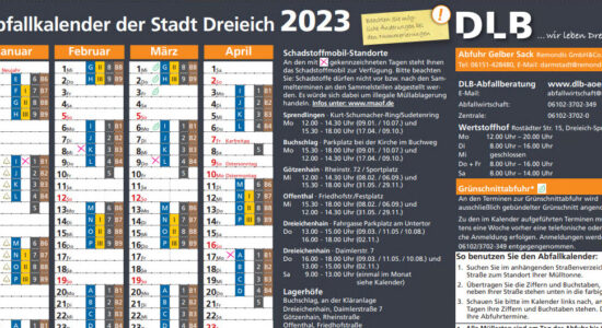 Ausschnitt des Abfallkalenders der Stadt Dreieich