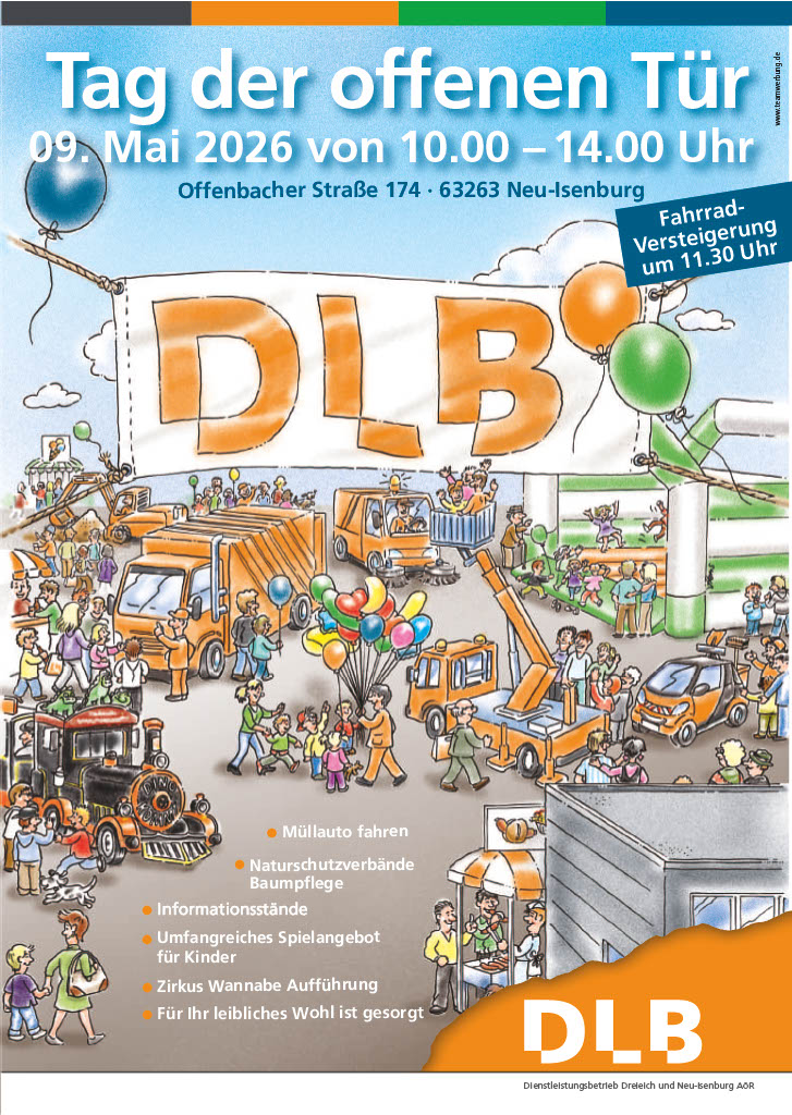 Ankündigung Tag der offenen Tür am 9. Mai von 10 bis 14 Uhr in der Offenbacher Straße 174, Neu-Isenburg